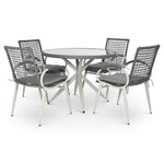 Nissi Outdoor 5 - Piece Rattan Dining Set - Grey or Green - Bargainia.com - 