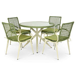 Nissi Outdoor 5 - Piece Rattan Dining Set - Grey or Green - Bargainia.com - 