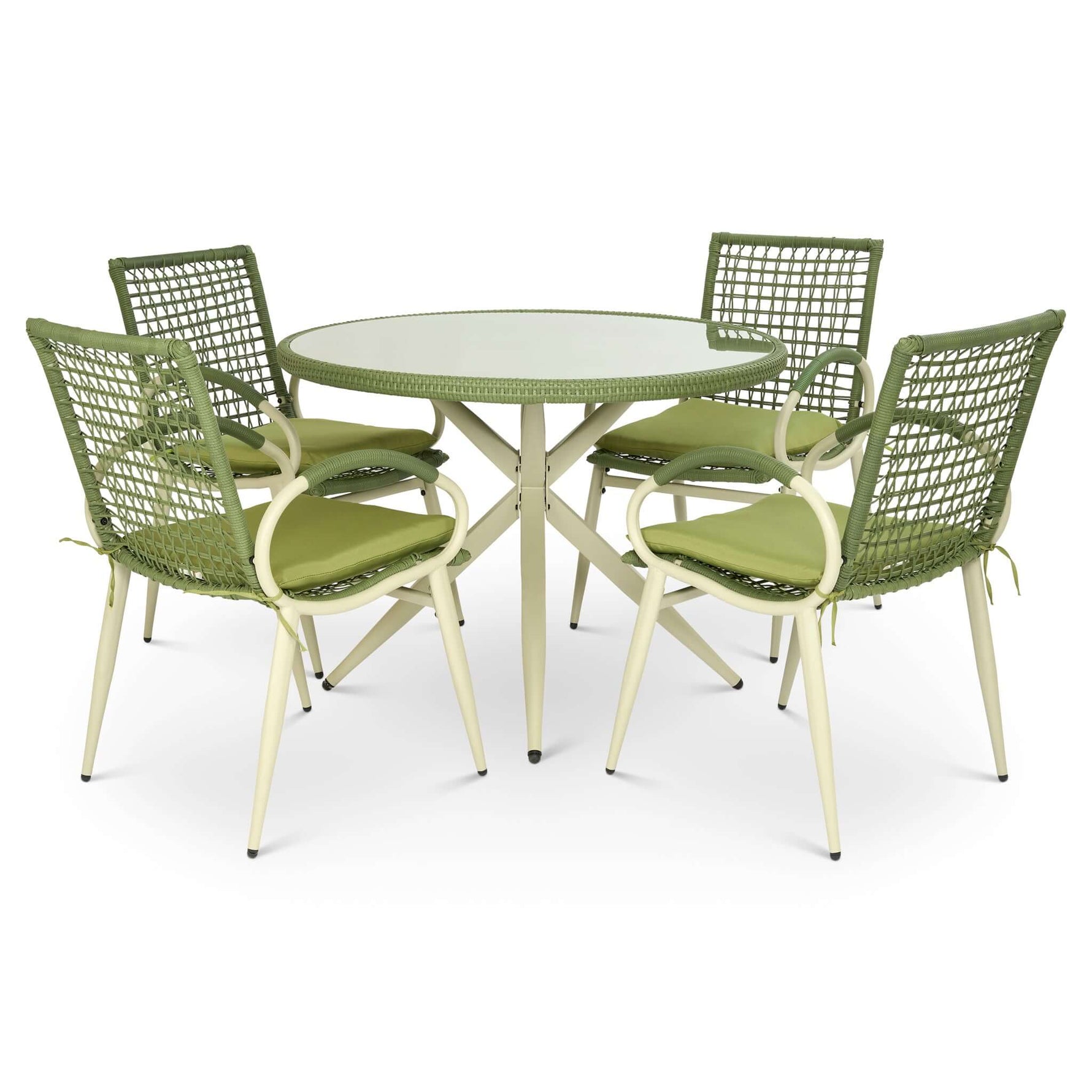 Nissi Outdoor 5 - Piece Rattan Dining Set - Grey or Green - Bargainia.com - 