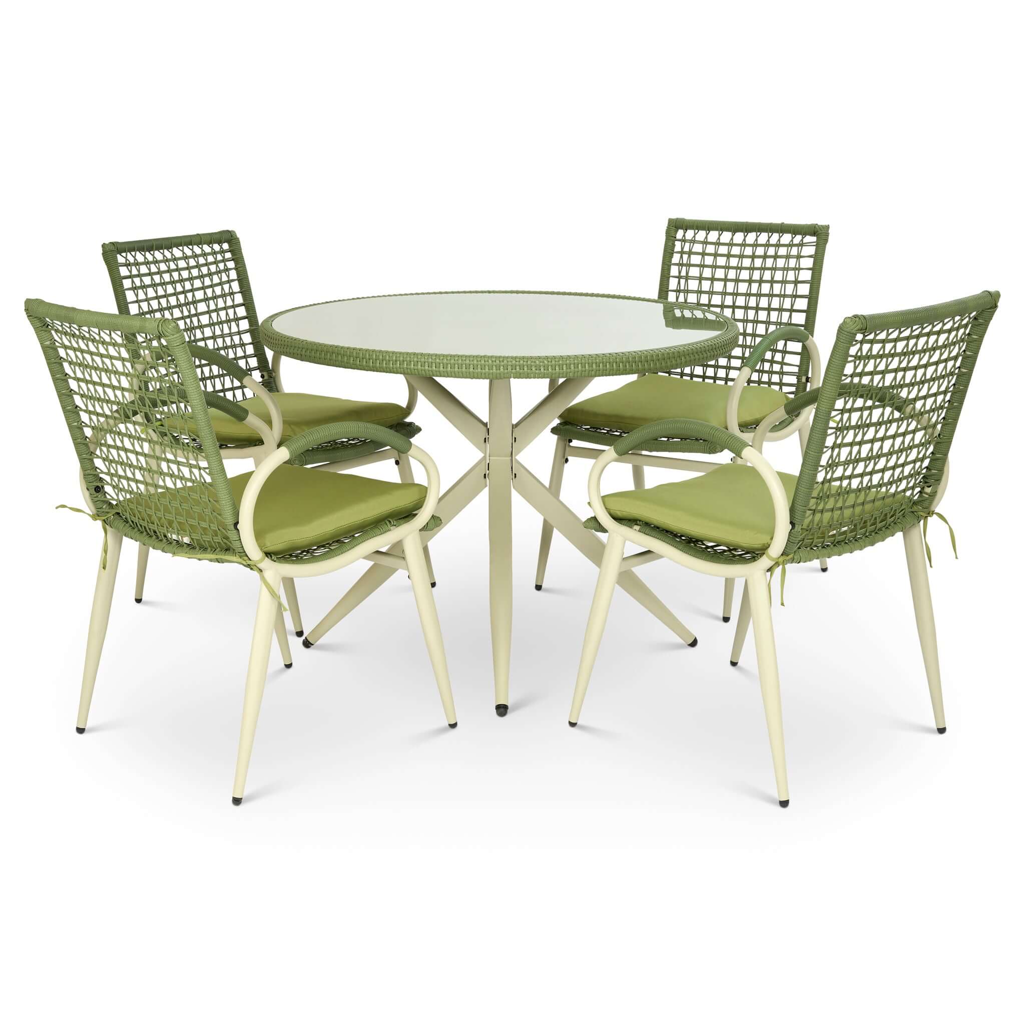 Nissi Outdoor 5-Piece Rattan Dining Set - Grey or Green Clearance Green