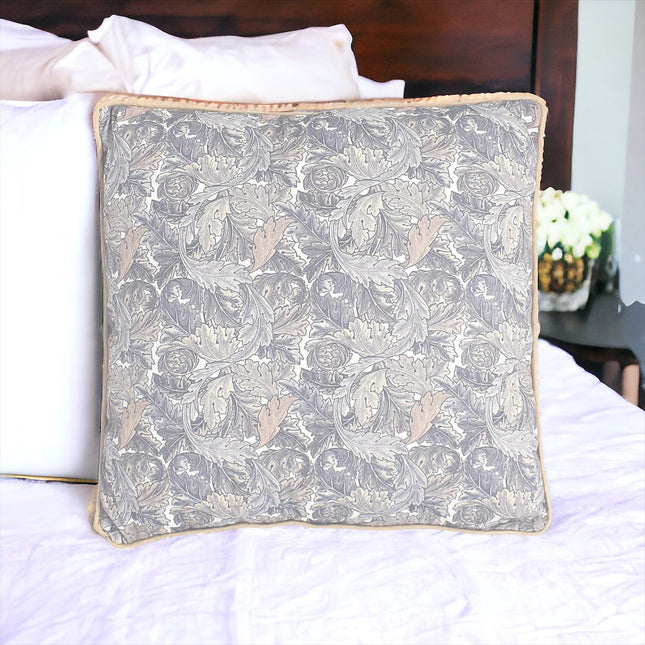 William Morris Acanthus Neutral Grey Filled Decorative Throw Scatter Cushion - 43 x 43cm-Bargainia.com