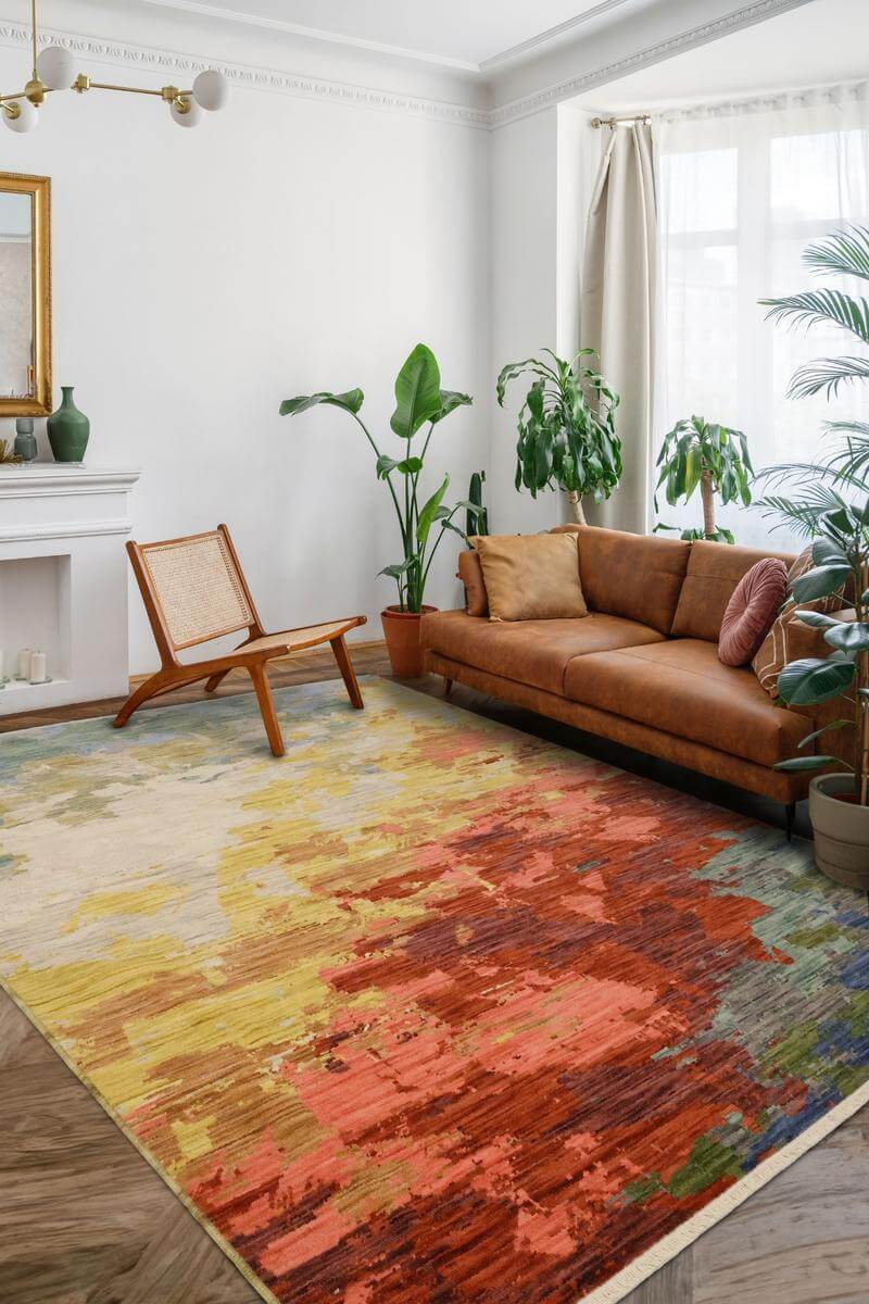 Nomad Abstract Wool - Blend Rug – Multicolour - Bargainia.com - 