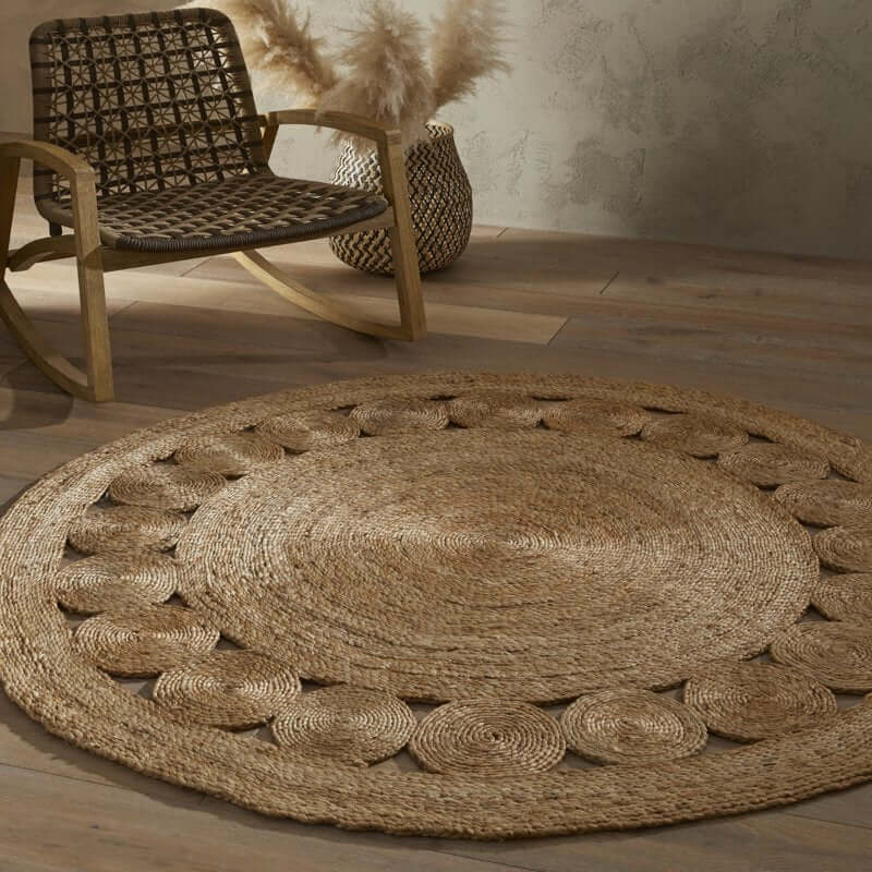 Nova Natural Circle Rug – Handwoven Round Jute Rug - Bargainia.com - 
