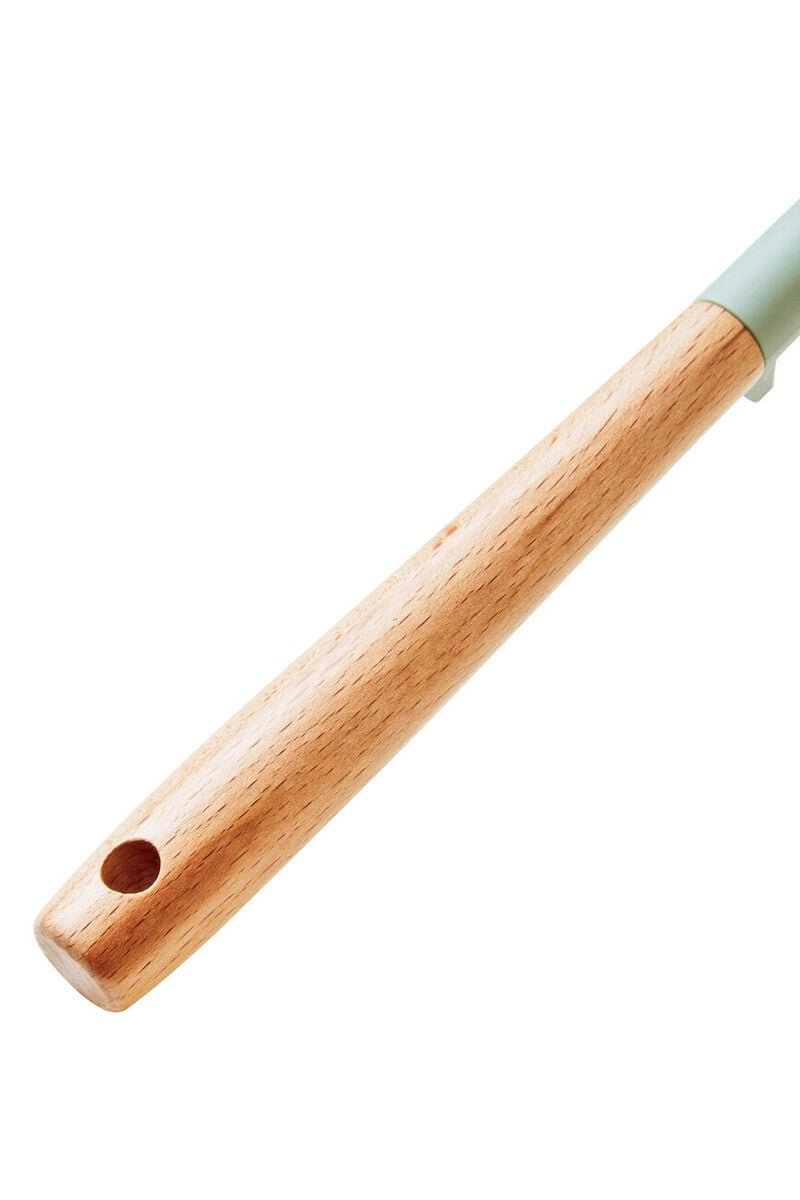 Nova Sage Green Silicone Slotted Turner With Wood Handle - Bargainia.com - 5063227013975