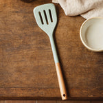 Nova Sage Green Silicone Slotted Turner With Wood Handle - Bargainia.com - 5063227013975