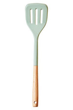 Nova Sage Green Silicone Slotted Turner With Wood Handle - Bargainia.com - 5063227013975