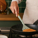 Nova Sage Green Silicone Slotted Turner With Wood Handle - Bargainia.com - 5063227013975