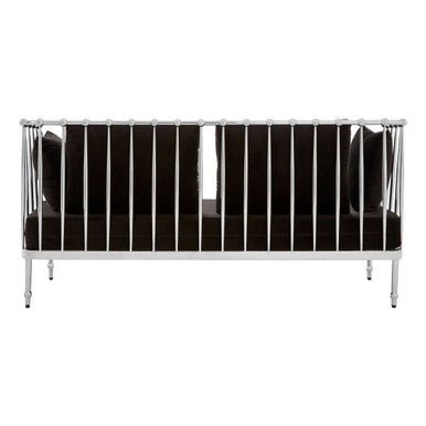 Novo 2 Seat Silver Finish Tapered Arms Sofa - Bargainia.com - 