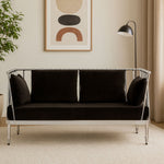 Novo 2 Seat Silver Finish Tapered Arms Sofa - Bargainia.com - 