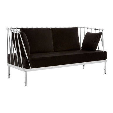 Novo 2 Seat Silver Finish Tapered Arms Sofa - Bargainia.com - 