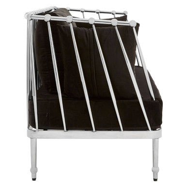 Novo 2 Seat Silver Finish Tapered Arms Sofa - Bargainia.com - 