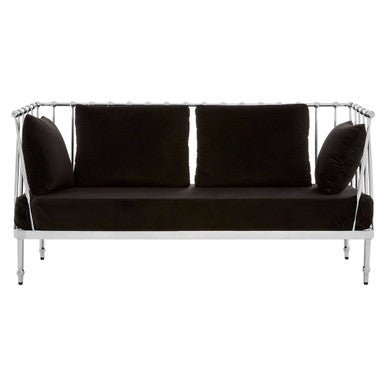 Novo 2 Seat Silver Finish Tapered Arms Sofa - Bargainia.com - 