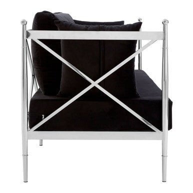 Novo 2 Seat Sofa With Silver Lattice Arms - Bargainia.com - 