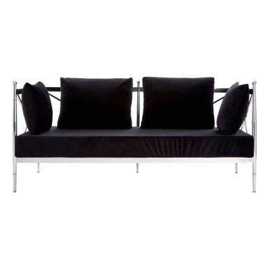 Novo 2 Seat Sofa With Silver Lattice Arms - Bargainia.com - 