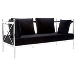 Novo 2 Seat Sofa With Silver Lattice Arms - Bargainia.com - 