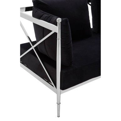 Novo 2 Seat Sofa With Silver Lattice Arms - Bargainia.com - 