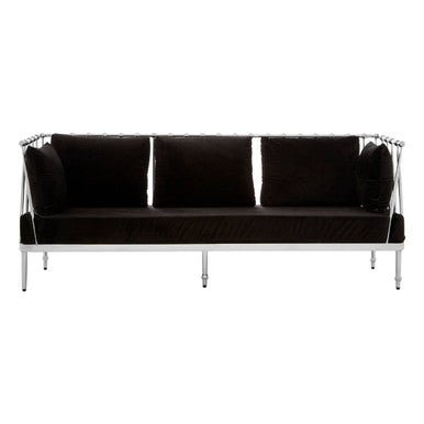 Novo 3 Seat Silver Finish Tapered Arms Sofa - Bargainia.com - 