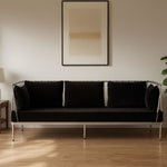 Novo 3 Seat Silver Finish Tapered Arms Sofa - Bargainia.com - 