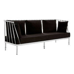 Novo 3 Seat Silver Finish Tapered Arms Sofa - Bargainia.com - 