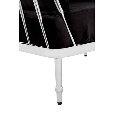 Novo 3 Seat Silver Finish Tapered Arms Sofa - Bargainia.com - 