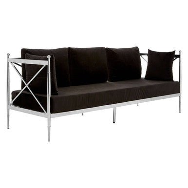 Novo 3 Seat Sofa With Silver Lattice Sides - Bargainia.com - 