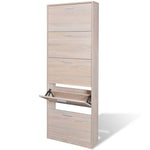 Oak Look Wooden Shoe Cabinet with 5 Compartments - Bargainia.com - 