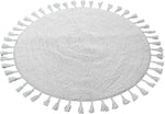 OLIVIA ROCCO Non Slip Round Tasselled Bath Mat 100% Cotton Absorbent Soft Plush Bathroom