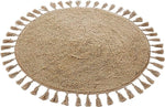 OLIVIA ROCCO Non Slip Round Tasselled Bath Mat 100% Cotton Absorbent Soft Plush Bathroom