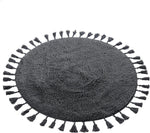 OLIVIA ROCCO Non Slip Round Tasselled Bath Mat 100% Cotton Absorbent Soft Plush Bathroom