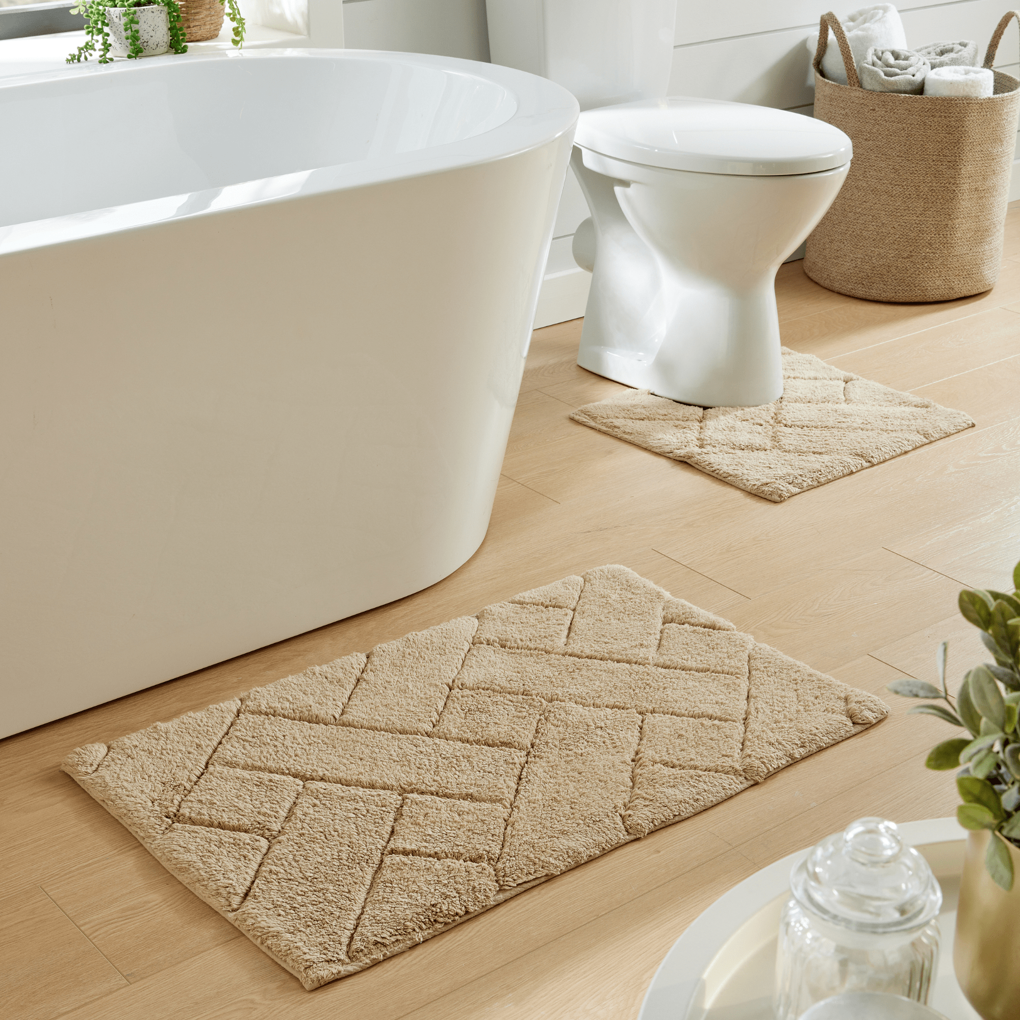 OLIVIA ROCCO Bali Bath Mat And Pedestal Set Luxurious Super Absorbent Easy Care Non Slip