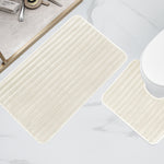 OLIVIA ROCCO 2 Piece Ribbed Bath Mat Set Cream Extra Soft Non Slip Super Absorbent Easy