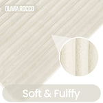 OLIVIA ROCCO 2 Piece Ribbed Bath Mat Set Cream Extra Soft Non Slip Super Absorbent Easy