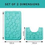 OLIVIA ROCCO Cali Bubbles 2 Piece Duck Egg Bath Mat and Pedestal Set Non Slip Super Soft Easy-Care Home Essential
