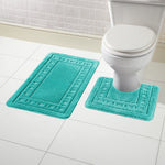 OLIVIA ROCCO Miami 2 Piece Duck Egg Bath Mat And Pedestal Set Non Slip Soft And Absorbent