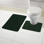 OLIVIA ROCCO Miami 2 Piece Emerald Green Bath Mat And Pedestal Set Non Slip Super Soft Easy-Care Home Essential