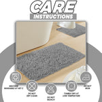 OLIVIA ROCCO Como 2 Piece Grey Bath Mat And Pedestal Set Non-Slip Super Absorbent Cotton Easy-Care Hotel-Quality Textile