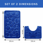 OLIVIA ROCCO Cali Bubbles 2 Piece Royal Blue Bath Mat And Pedestal Set Non Slip Easy-Care Hotel-Quality Textile