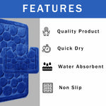 OLIVIA ROCCO Cali Bubbles 2 Piece Royal Blue Bath Mat And Pedestal Set Non Slip Easy-Care Hotel-Quality Textile