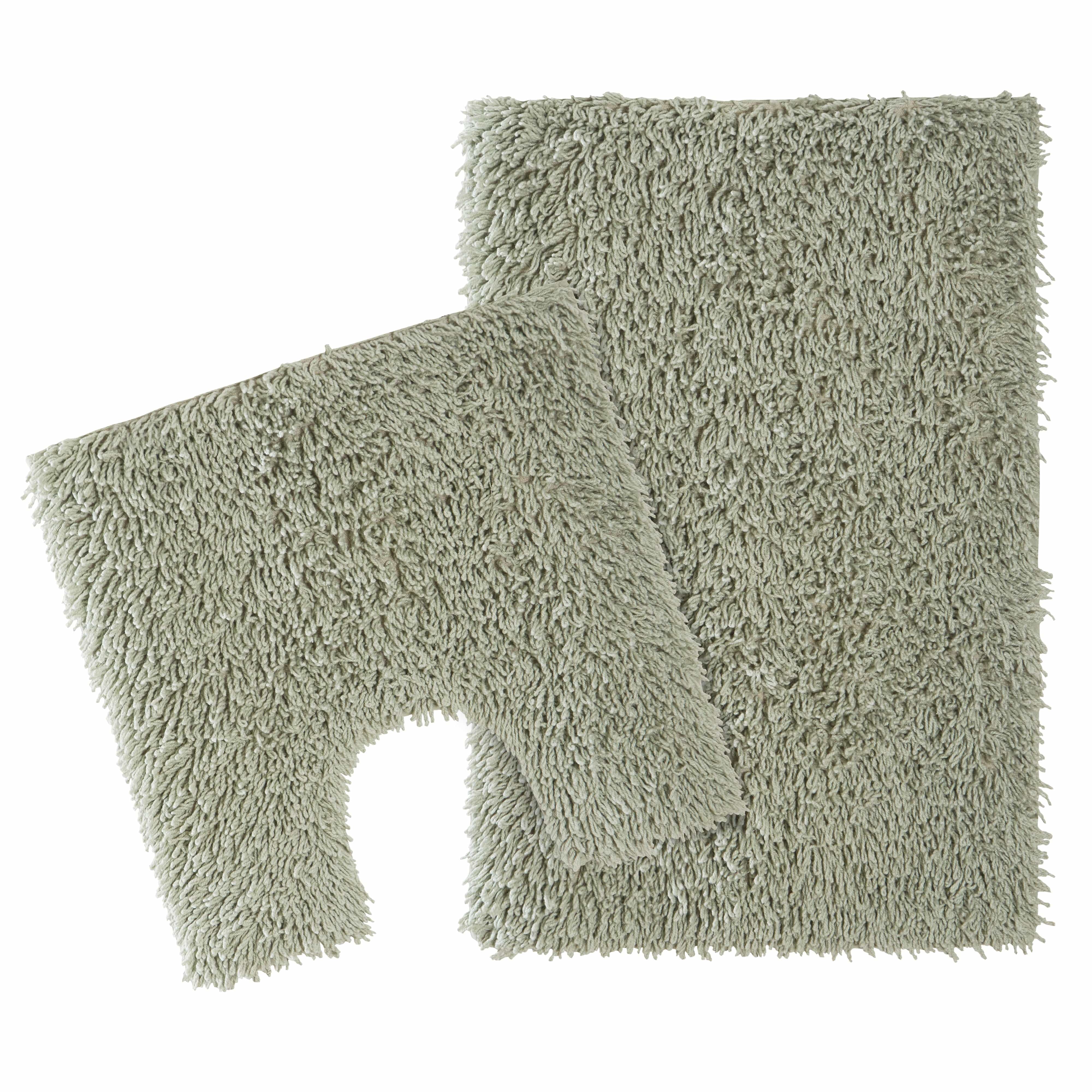 OLIVIA ROCCO Como 2 Piece Sage Green Bath Mat And Pedestal Set Non Slip Super Absorbent