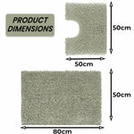 OLIVIA ROCCO Como 2 Piece Sage Green Bath Mat And Pedestal Set Non Slip Super Absorbent