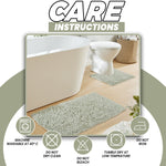 OLIVIA ROCCO Como 2 Piece Sage Green Bath Mat And Pedestal Set Non Slip Super Absorbent