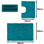 OLIVIA ROCCO Como 2 Piece Teal Bath Mat And Pedestal Set Non Slip Super Absorbent Cotton Hotel-Quality Everyday Comfort