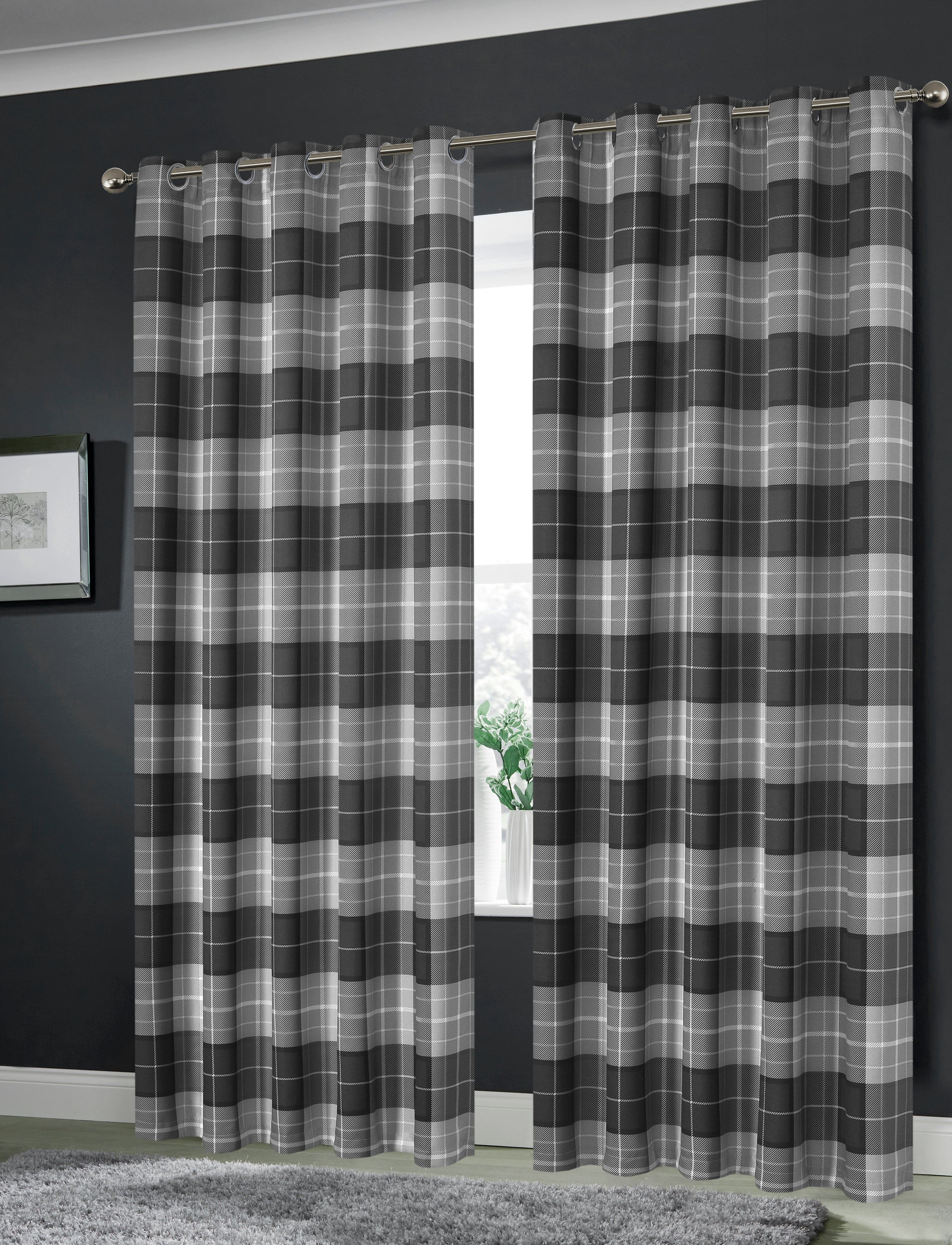 OLIVIA ROCCO Blackout Thermal Curtains Check Marble Design Light Blocking Panels Multiple
