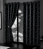 OLIVIA ROCCO Glow In The Dark Blackout Curtains With Thermal Panels Eyelet Pencil Pleat