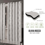 OLIVIA ROCCO Geometric Sparkle Blackout Curtains Natural Thermal Insulated Eyelet Ring Top