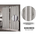 OLIVIA ROCCO Geometric Sparkle Blackout Curtains Natural Thermal Insulated Eyelet Ring Top