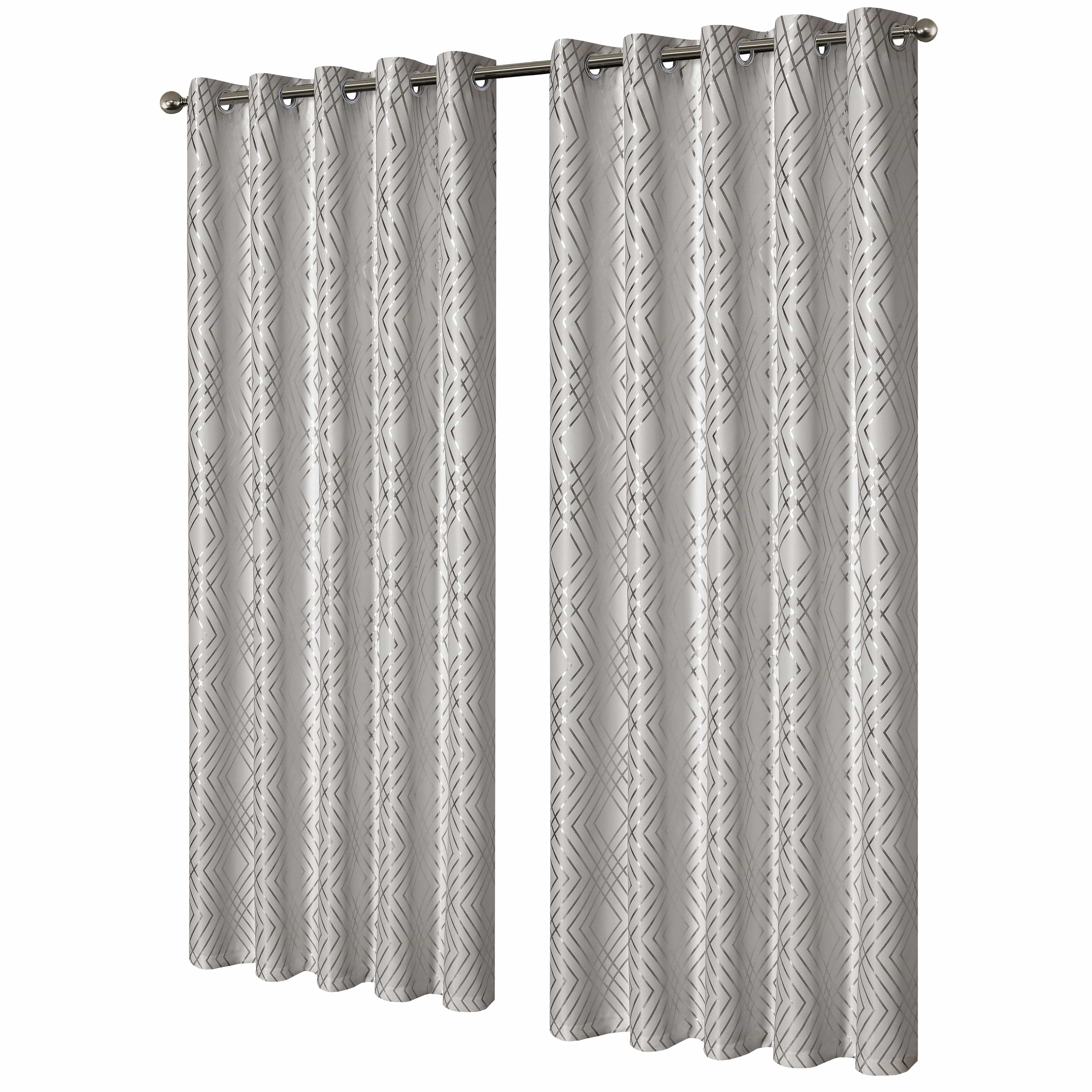 OLIVIA ROCCO Geometric Sparkle Blackout Curtains Natural Thermal Insulated Eyelet Ring Top