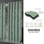 OLIVIA ROCCO Leaf Sage Green Sparkle Blackout Curtains With Thermal Insulation Eyelet