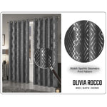 OLIVIA ROCCO Geometric Sparkle Blackout Curtains Silver Eyelet Ring Top Soft Thermal