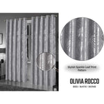 OLIVIA ROCCO Leaf Silver Sparkle Blackout Curtains Super Soft Thermal Insulated Eyelet